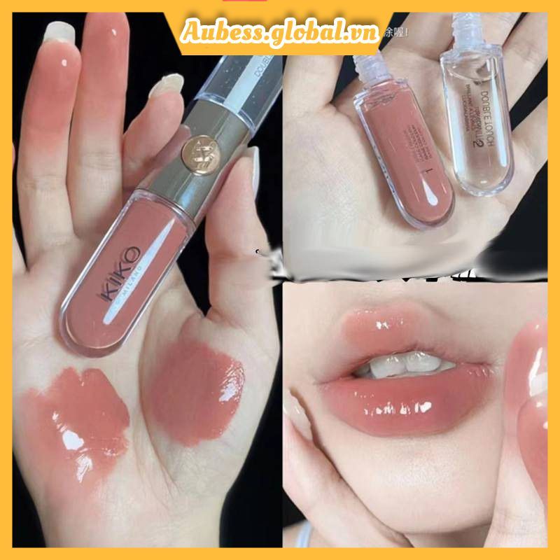 Son bóng coza KIKO Milano Dual Touch Unlimited 6ml, màu #103 hồng tự nhiên và #108 đỏ satin.