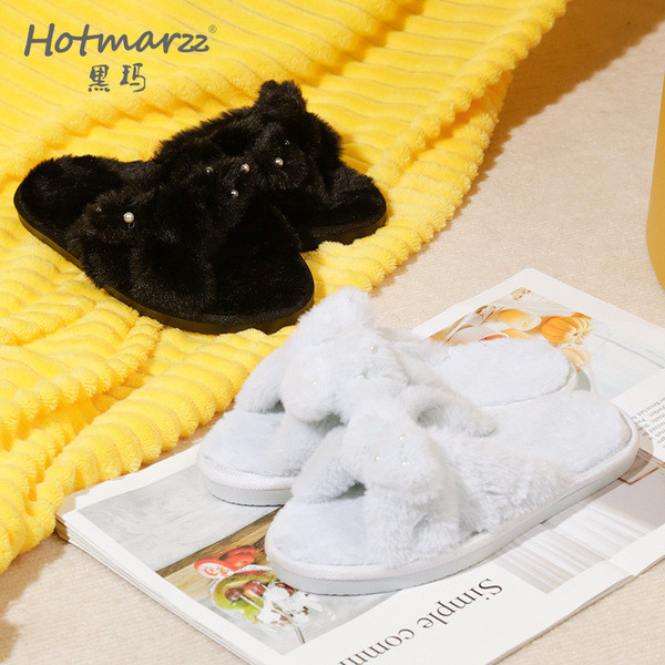 Hotmarzz Hotmarzz PVC Dép Mùa Đông Sang Trọng Cross Floor Dép Cotton Nhà Trong Nhà Sang Trọng Dép