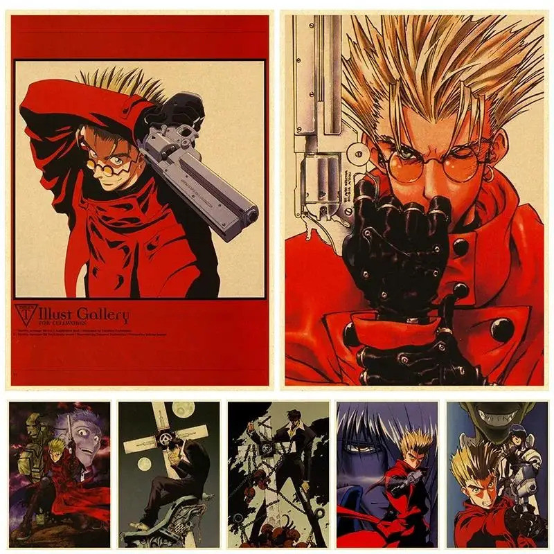 Vintage Anime Trigun Poster Chất Lượng Cao K HD Giấy Kraft Nghệ Thuật Treo Tường Cho Trang Trí Nhà P