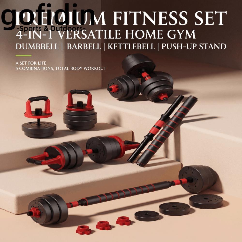 GOFIDIN Kettlebell Set - Bộ dụng cụ tập thể dục đa năng gồm quả tạ, thanh cử tạ và dumbbell, bền bỉ 