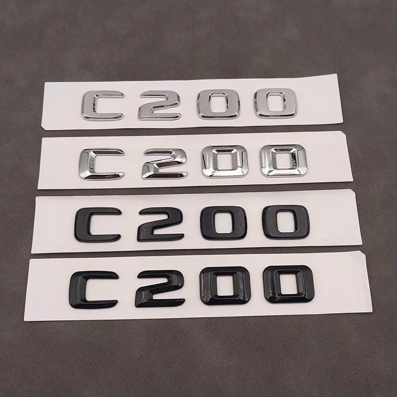 3d ABS Chrome Đen Logo C200 Biểu Tượng Chữ Cái Thân Xe Huy Hiệu Cho Xe Mercedes Benz C200 W204 W205 