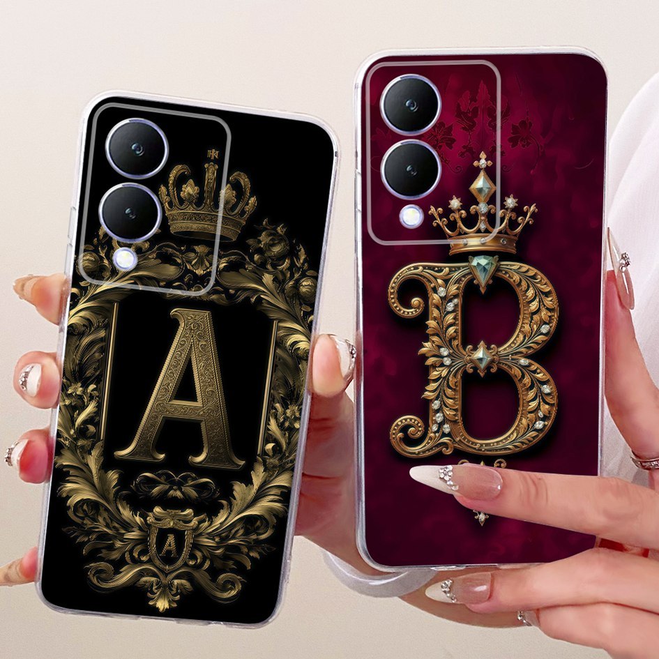 Dành Cho Vivo Y17s Ốp Lưng Vương Miện Dễ Thương Chữ Mềm Silicon Mỏng Fundas Cặp Đôi Ốp lưng Vivo Y17
