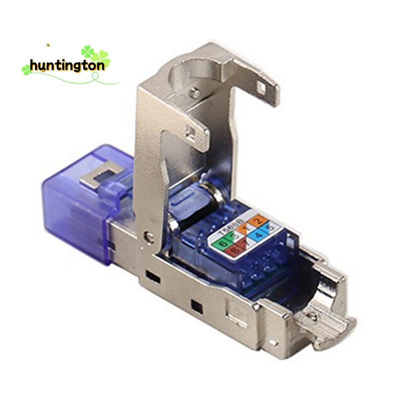 Đầu nối CAT8 RJ45 Cắm không có công cụ uốn CAT8 40Gbps 50U Cáp mạng được bảo vệ bằng hợp kim kẽm RJ4