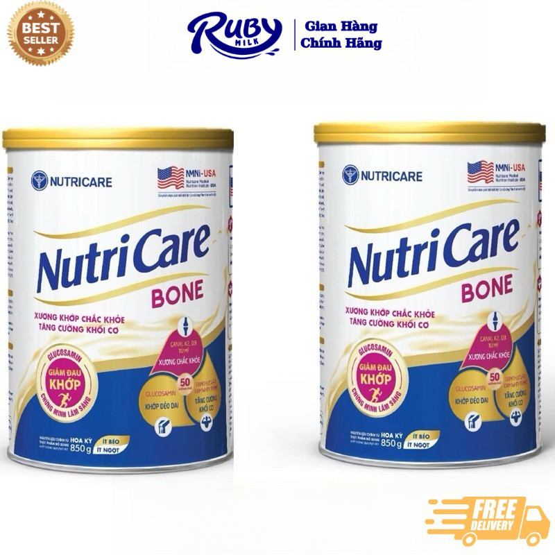 Combo 2 Lon Sữa 850g Nutricare Bone Nutricare Hỗ Trợ Giảm Đau Khớp Và Phong Chống Loãng Xương