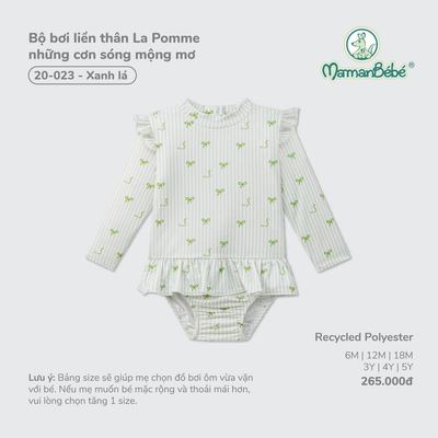 Bộ bơi liền thân La Pomme những cơn sóng mộng mơ - Chất liệu Recycled Polyester mềm nhẹ, nhanh khô – Bé gái - 6M - 5Y