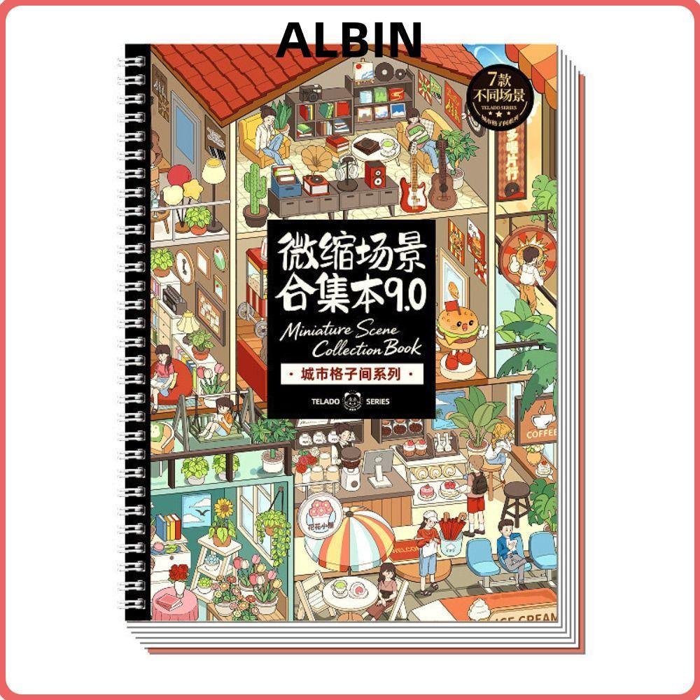 ALBIN Bộ sưu tập cảnh thu nhỏ, Die-cut DIY City Cubicle Scenery Sticker, Fun Visual Stacking Giải né