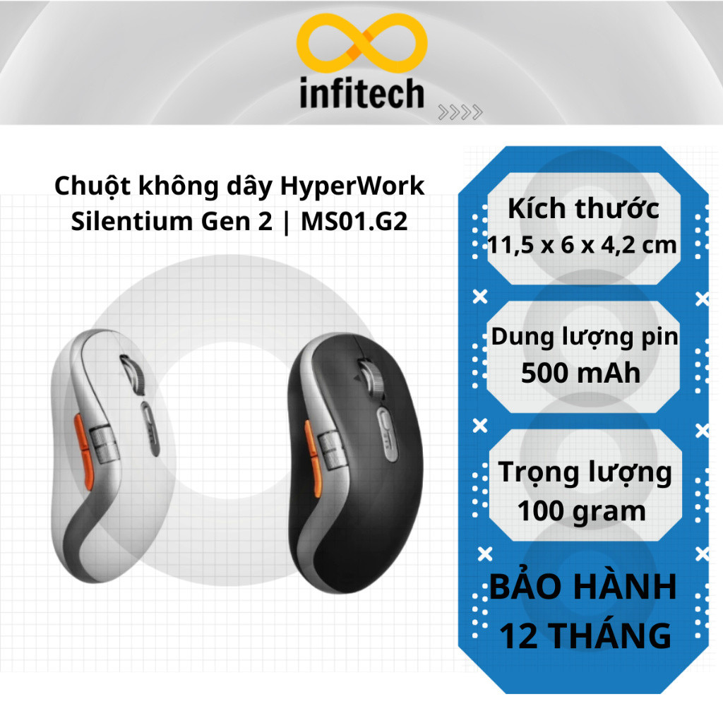 Chuột không dây HyperWork Silentium Gen 2 | MS01.G2 - Hàng chính hãng