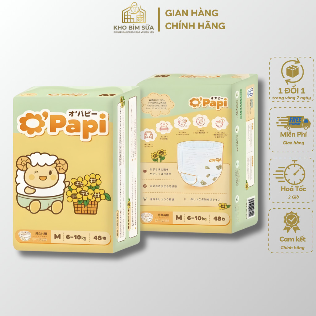 Bỉm Opapi Nội Địa Nhật Bản Siêu Mỏng Thoáng Khí – Bỉm Quần/Dán Cho Bé NB–XXL Thấm Hút Tốt, Mềm Mại