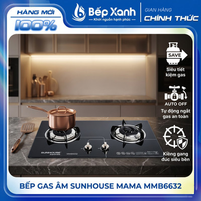 Bếp gas âm 2 vùng nấu Sunhouse Mama MMB6632 - Hàng chính hãng
