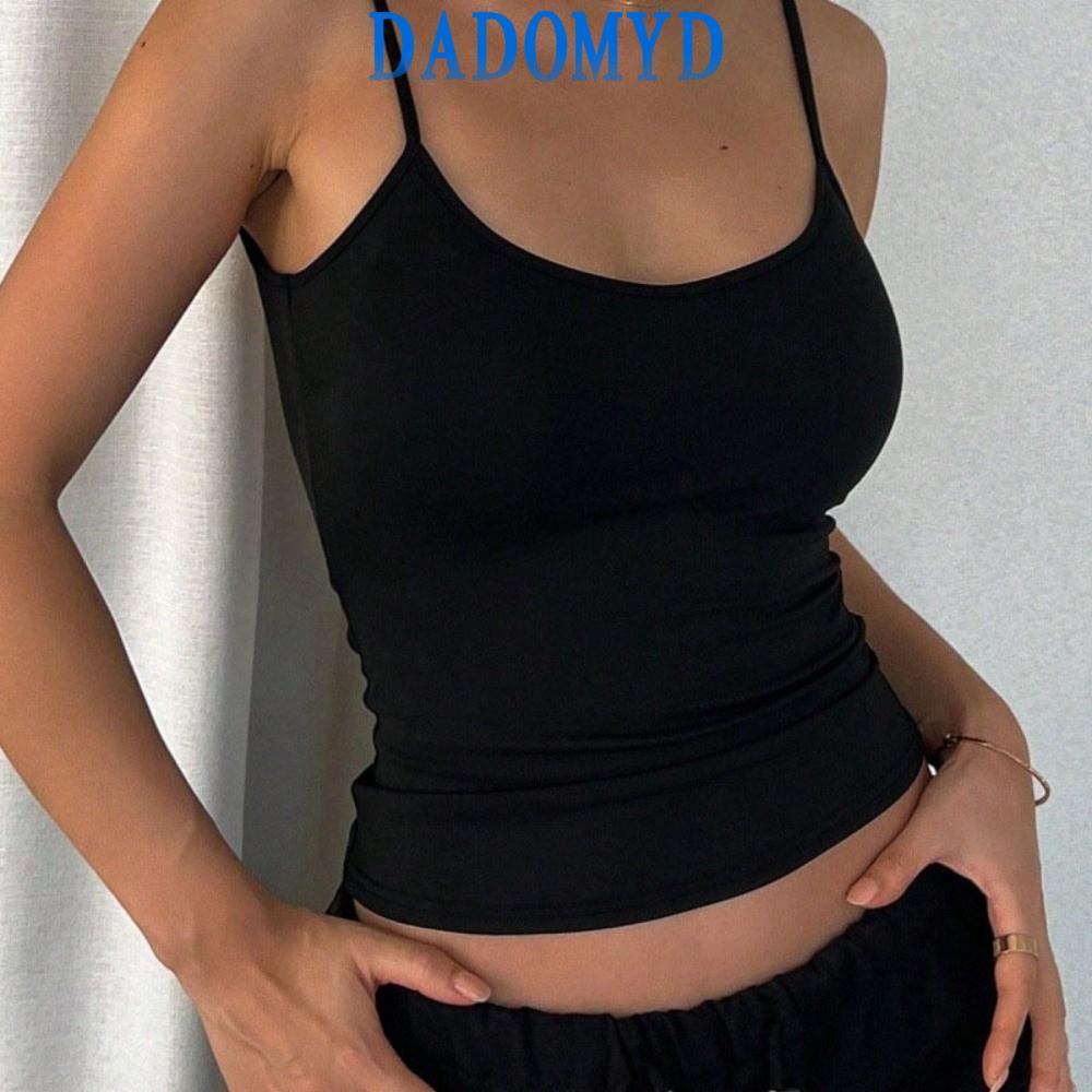 DADOMYD Áo không tay, Áo Crop top không tay bằng vải Polyester co giãn Slim Fit Backless Cami Crop T
