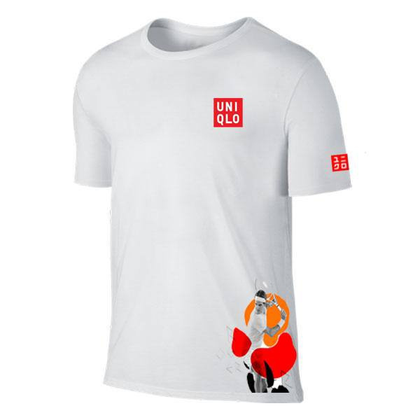 Uniqlo Roger Federer Phim hoạt hình Mặt Dri-FIT Quần vợt Áo sơ mi thông thường Hiệu suất làm mờ & 10