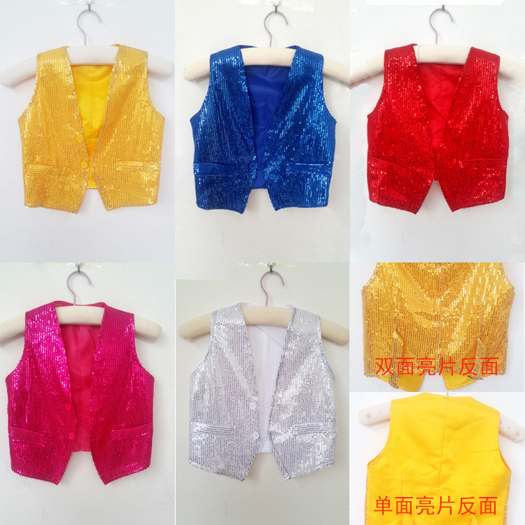 Áo Vest Hiệu Suất Trang Phục Đính Kim Sa Lấp Lánh Áo Trẻ Em Học Sinh Người Lớn Khiêu Vũ Chụp Ảnh Đín