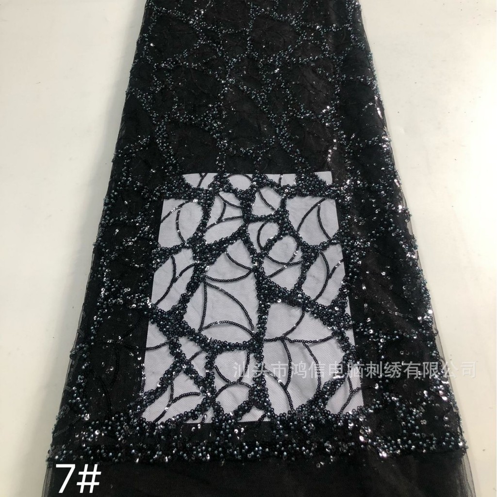 ((1 yards) Sequins Full Thêu Vị Trí Hoa Lớn Vải Thêu Váy Dài Vải Đầm Cưới Sườn Xám 7 Màu G3529