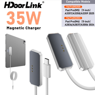 Bộ sạc từ tính HdoorLink 35W cho i-Pad Pro M5 / M4 USB C Bộ chuyển đổi cáp sạc máy tính bảng Dây sạc