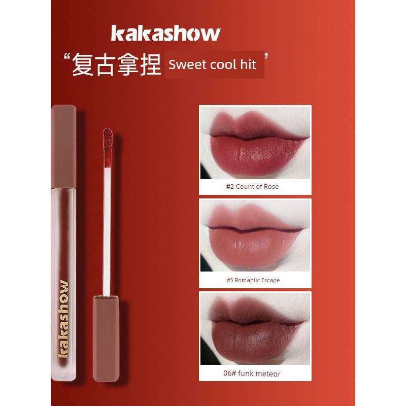 son bóng lì lâu trôi son bóng chính hãng Kakashow Pink Satin Lip Gloss Velvet Matte White Lipstick K