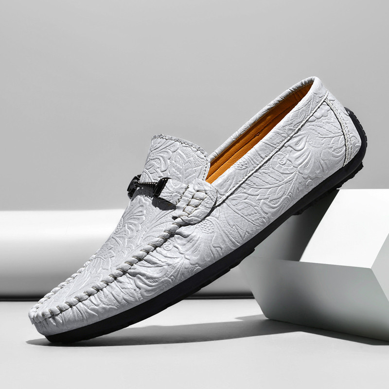 Giày Loafer Thời Trang Cho Nam Cổ Điển Đẹp Trai Cao Su Đáy Nam Giày Da Thật Nam Loafer