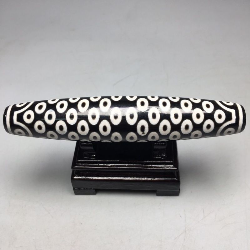 Tây Tạng Đen Trắng 108 Mắt Rồng Họa Tiết Dzi Hạt Mặt Dây Chuyền Mã Não Chalcedony Trang Sức Nam Nữ M