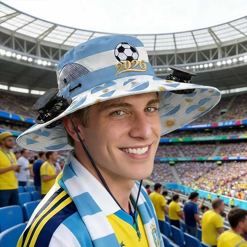 [2026 Meijiamo World Cup] Mũ quạt năng lượng mặt trời Mũ cổ vũ Mũ in cờ quốc gia Mũ cổ vũ Mũ cổ vũ m
