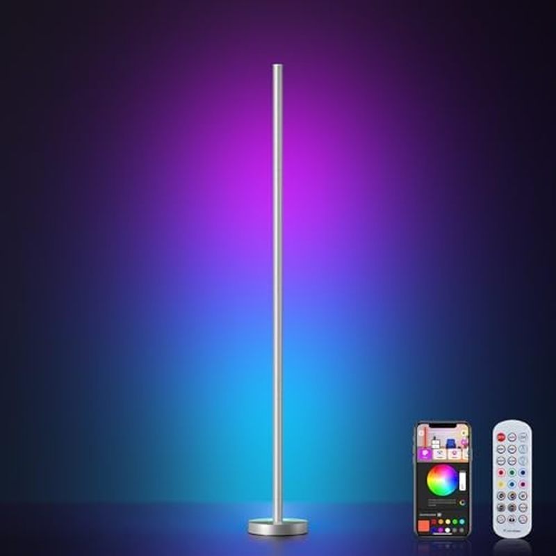 OIYN Smart RGBICW LED Corner Floor Lamp - 16 Million DIY Colors, 68+ Scenes, Music Sync, App & Remot
