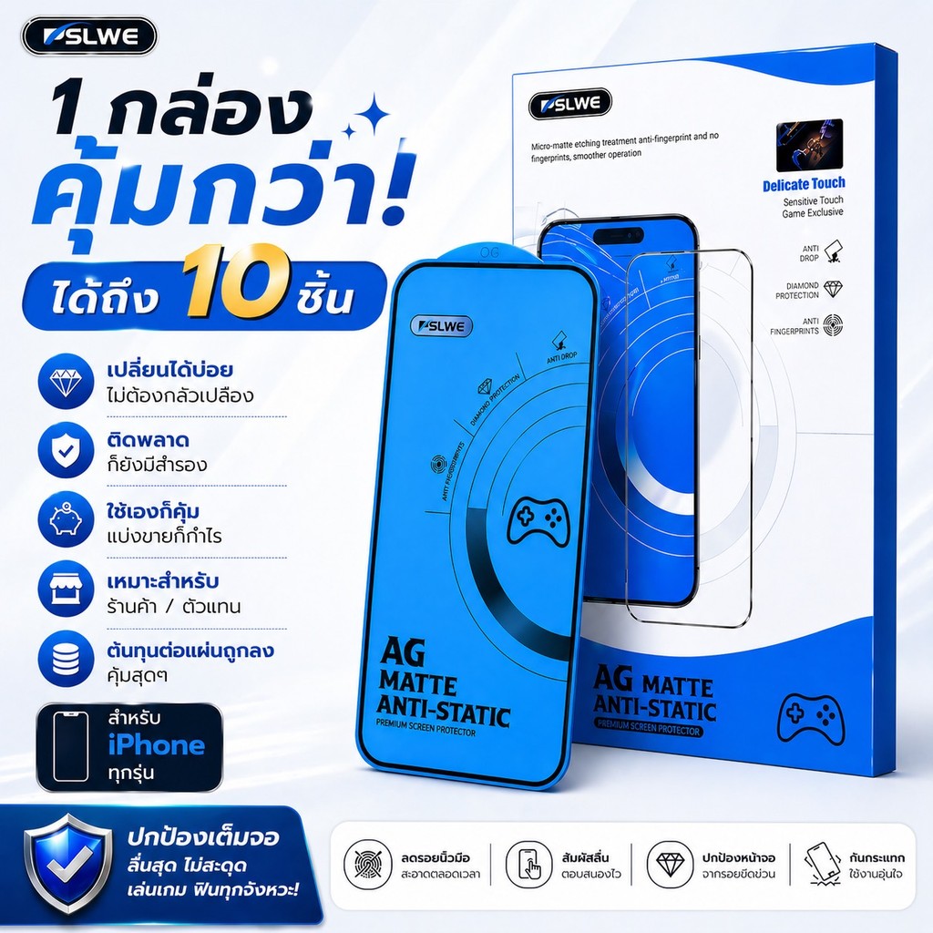 Cx shop (050) Matte Film (1 Hộp 10 Miếng) Kính Bảo Vệ Màn Hình Cho IPHONE IP17 Pro max / IP16 Pro / 