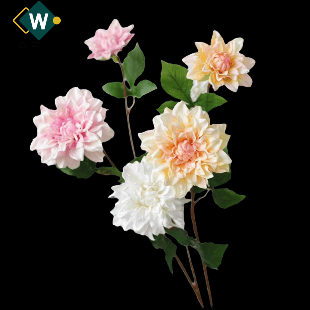 WAPKTY Real Touch Dahlia, Hoa Dahlia nhân tạo đầy màu sắc thủ công, Chất liệu sắp xếp hoa cưới DIY S