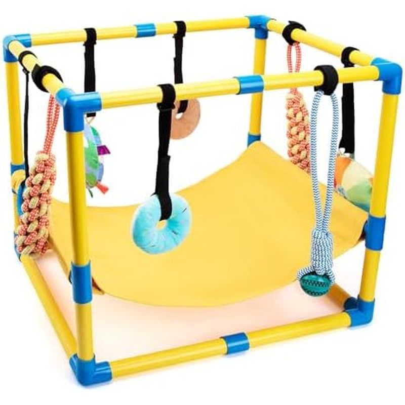 Puppy Play Gym with 8 Hanging Toys, Indoor Puppy Jungle Gym with Interactive Dog Enrichment Toys.PVC