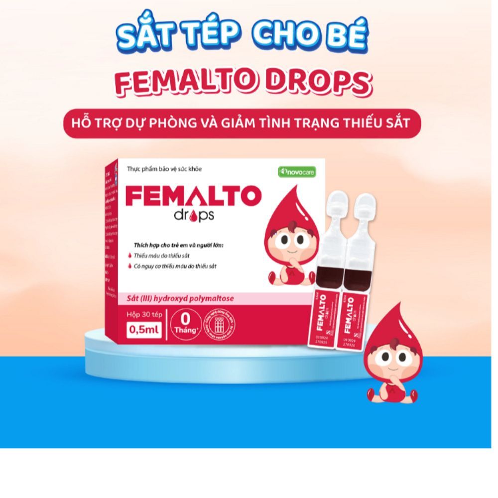 Femalto drops dạng ống uống bổ sung sắt an toàn, tiện lợi cho bé NhấtNT