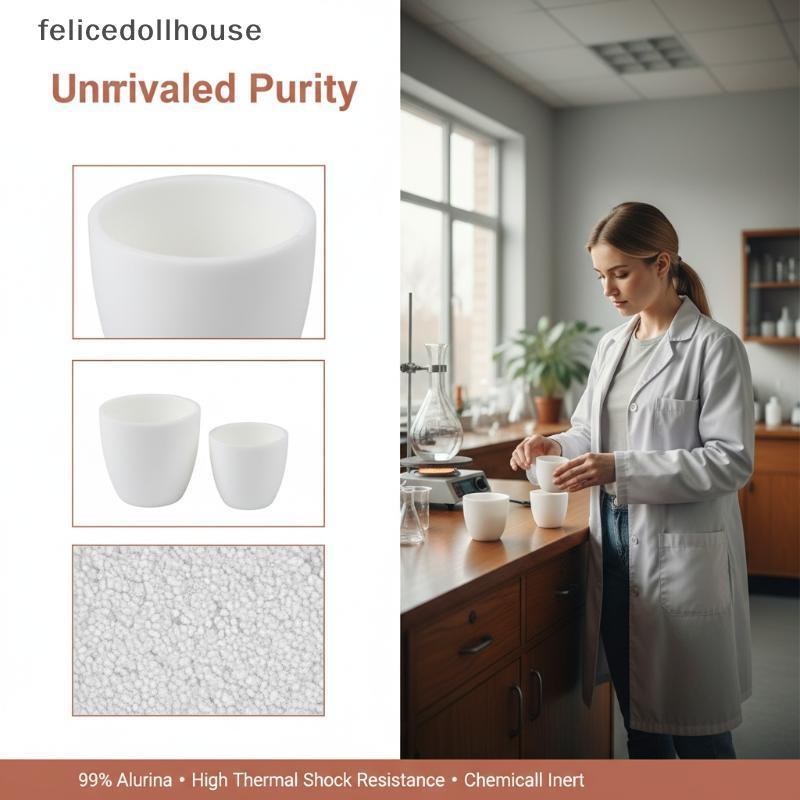 [felicedollhouse] Alumina Crucible Nhiệt độ cao 1600 độ Corundum Crucible 3ml đến 100ml Sử dụng lò n