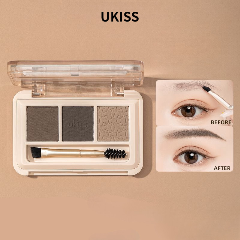 UKISS Phấn Kẻ Chân Mày Mắt Ba Màu Phấn Mắt Màu Tự Nhiên Chống Nhòe Chì Kẻ Sọc Chân Mày