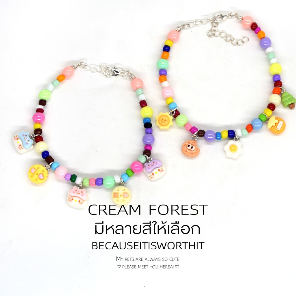 Vòng cổ thú cưng CREAM FOREST|Hạt màu|Loại mặt dây chuyền trái cây CF-SP