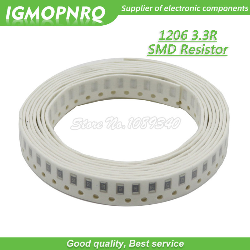 100 Chiếc 1206 SMD Điện Trở 1% Điện Trở 3.3 ohm chip Điện Trở 0,25W 1 / 4W 3.3R 3R3 GMOPNRQ