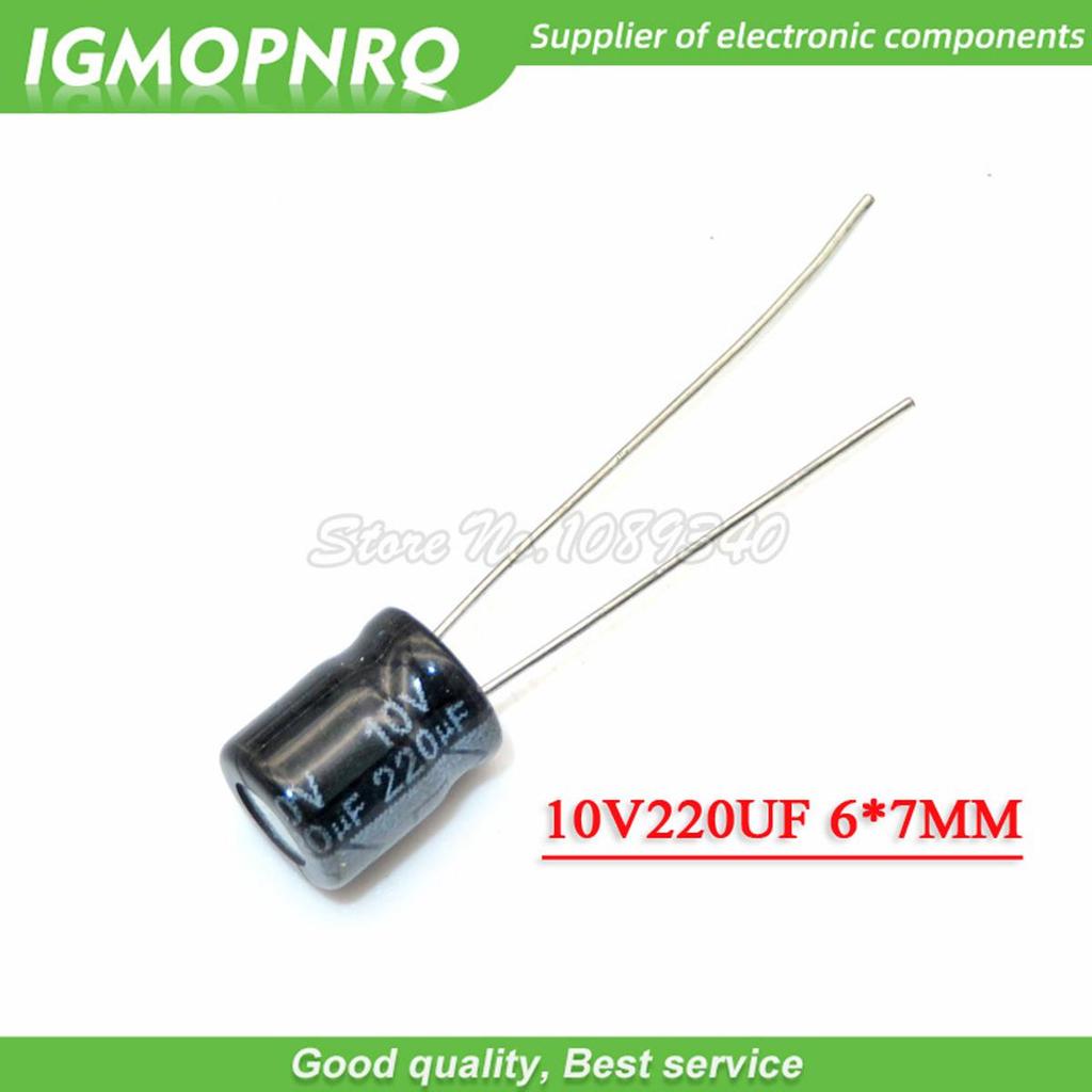Bộ 50 10V220UF 6 * 7mm 220UF 10V 6 * 7 Nhôm tụ điện phân