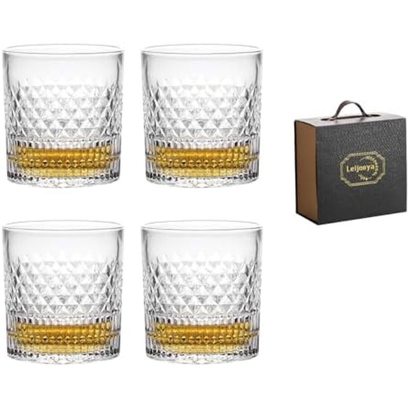Old Fashioned Whiskey Glasses with Luxury Box - 11 Oz Rocks Barware For Scotch, Bourbon, Liquor and 