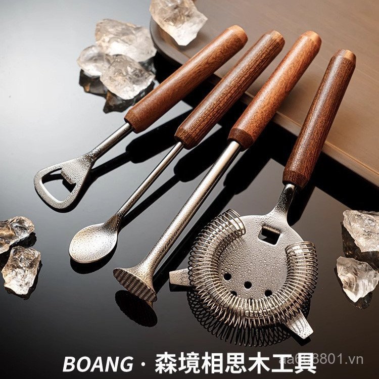 Thép không gỉ Bartender Handmade Lemon Tea Tool Masher Ice Hammer Fruit Juice Stick Ice Filter Wine 