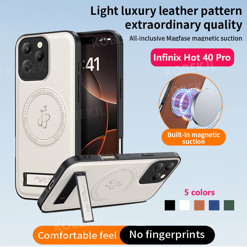 Ốp lưng Infinix sang trọng mới Infinix Hot 40 Pro Hot40i Hot40 Pro Da PU KickStand Vỏ điện thoại chố
