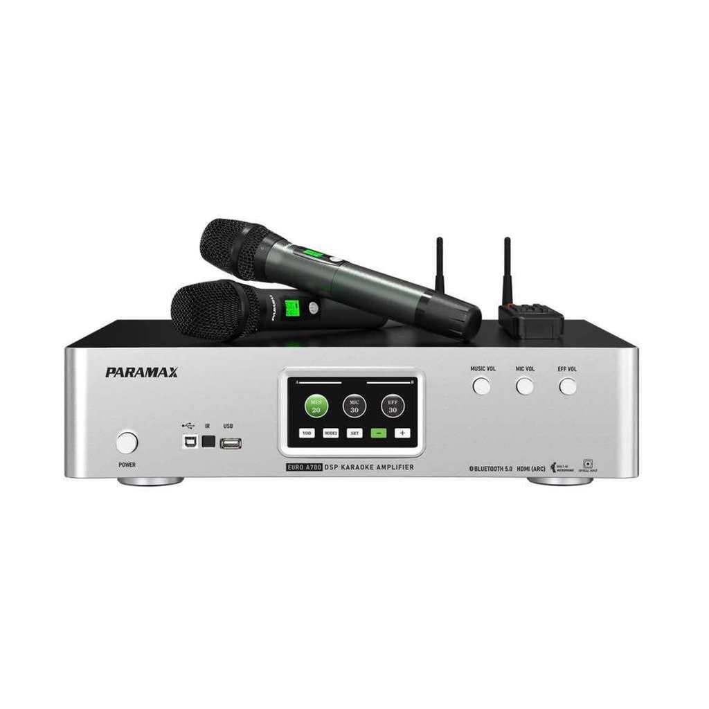 Amply karaoke 3 in 1 Paramax EURO A700 New 2026 (Tích hợp Bluetooth 5.0, Vang số, micro không dây)