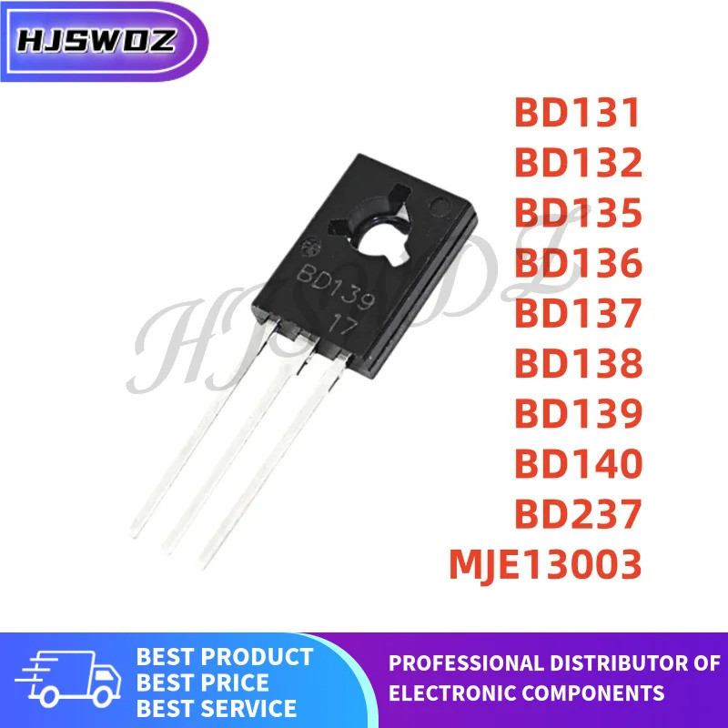 10 mảnh BD131 BD132 BD135 BD136 BD137 BD138 BD139 BD140 BD237 MJE13003 TO-126 bóng bán dẫn điện 100%