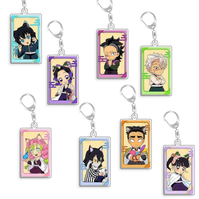 Móc khóa Thanh Gươm Diệt Quỷ Kimetsu no Yaiba mica Acrylic chibi Kanao Zenitsu Shinobu Mitsuri Iguro