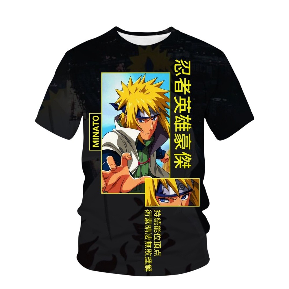 Áo thun 3D in hình Naruto Akatsuki, phù hợp thời trang mùa hè với thiết kế tay ngắn dễ thương cho na