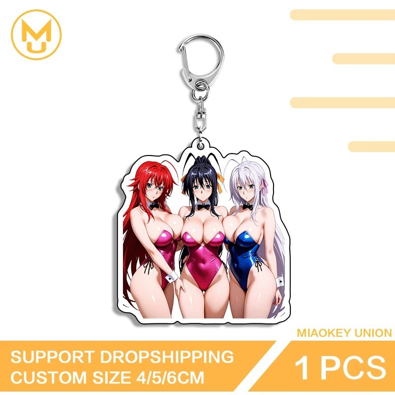 Móc khóa Anime High School DxD Rias Gremory Akeno Himejima Bunny Girl Mica Acrylic trang trí balo tú