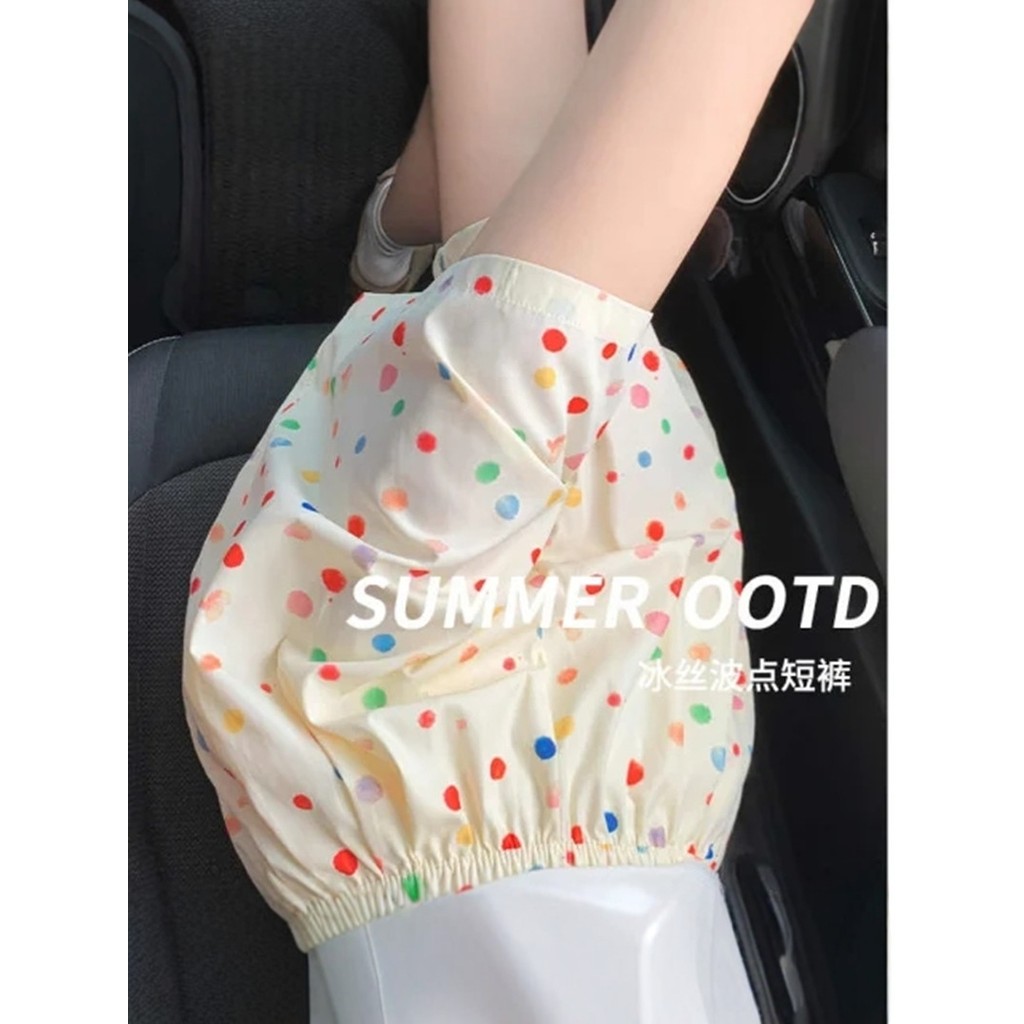 Dopamine Rainbow Polka Dot Quần Ngắn Nữ Mùa Hè từ Silk Mỏng, Phù Hợp Mặc Hàng Ngày và Pajama