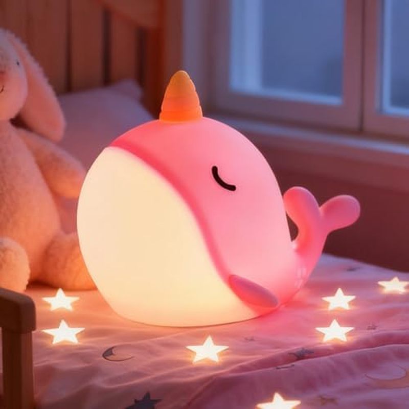 rwhal Night Light for Kids, Portable Squishy Kawaii Lamp, USB Rechargeable Silicone LED Dimmable RGB
