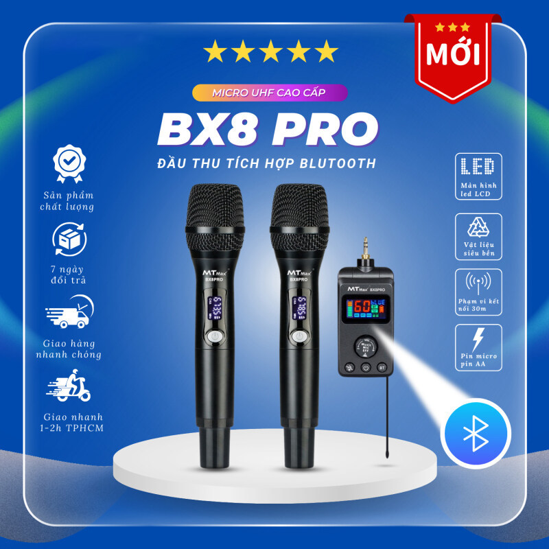 Micro Không Dây BX8 PRO Đa Năng, Cao Cấp Tích Hợp Bluetooth BX8 PRO, Độ Nhạy Cao, Bắt Âm Tốt, Thiết 