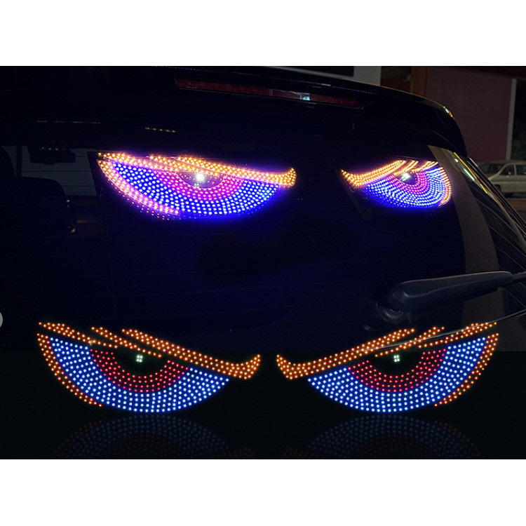 Đèn LED Sedan Demon Eye Đèn chớp nháy Đèn xe phía sau Cửa sổ xe gắn thẻ LED năng động Emoji Light