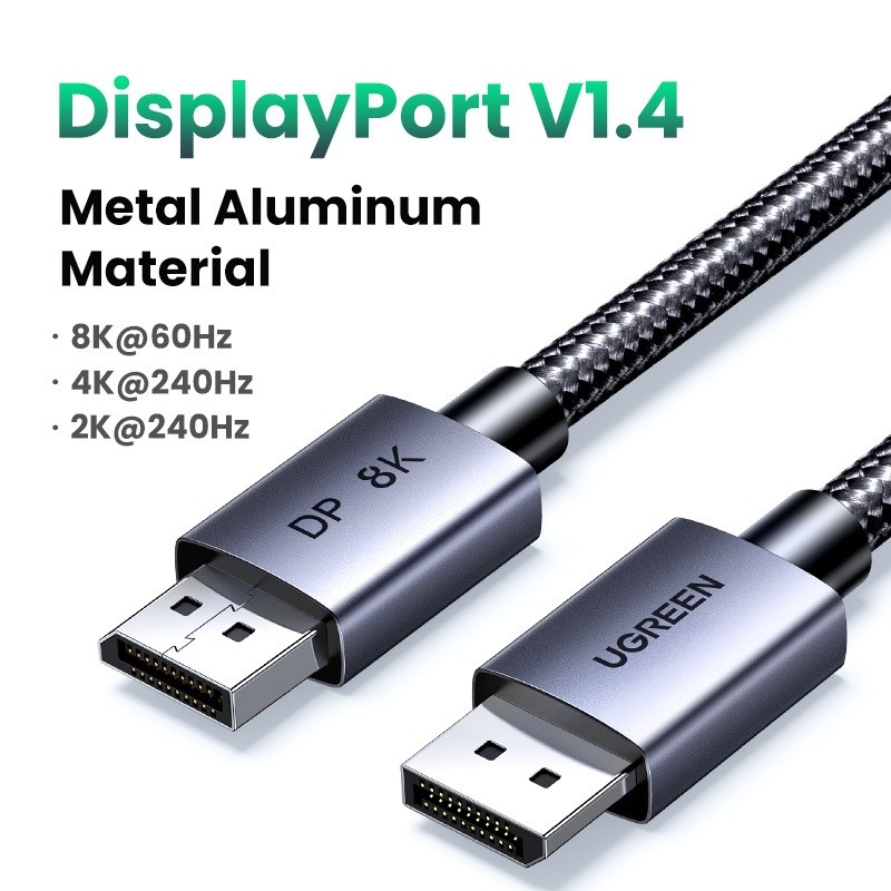 Cáp DisplayPort UGREEN 1.4 8K @ 60Hz 4K @ 240Hz Cáp DisplayPort tốc độ cao 80Gbps Hỗ trợ HDR cho TV 