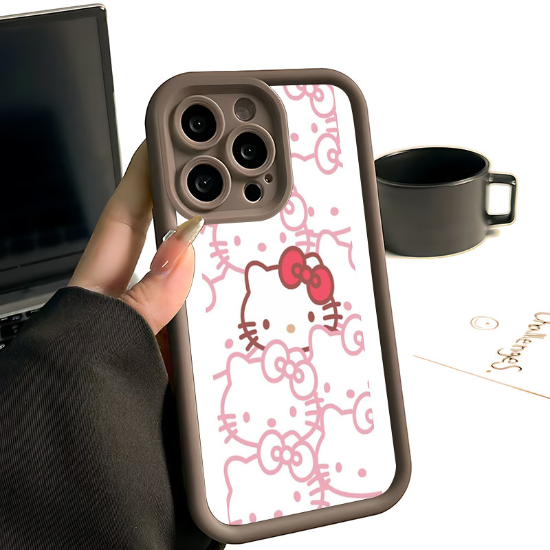 Ốp Lưng cho OPPO A9 2020/A5S/A3S/A3X/A5 pro/A15/A16/A16K/A17 Hello Kitty Nét Hồng Trắng TPU Soft She