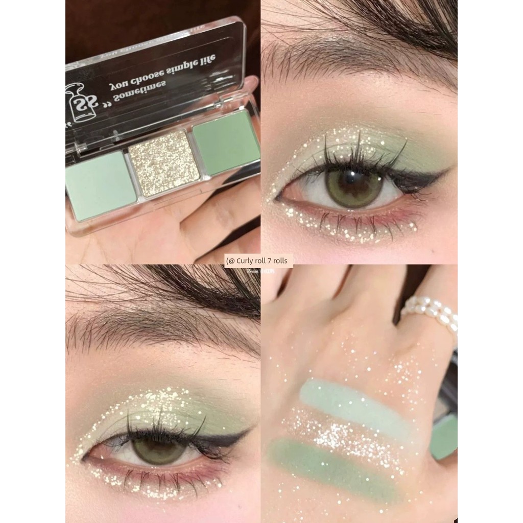 phấn mắt odbo phấn mắt romand Phấn mắt trong suốt Limeng Tricolor jm01 Mint