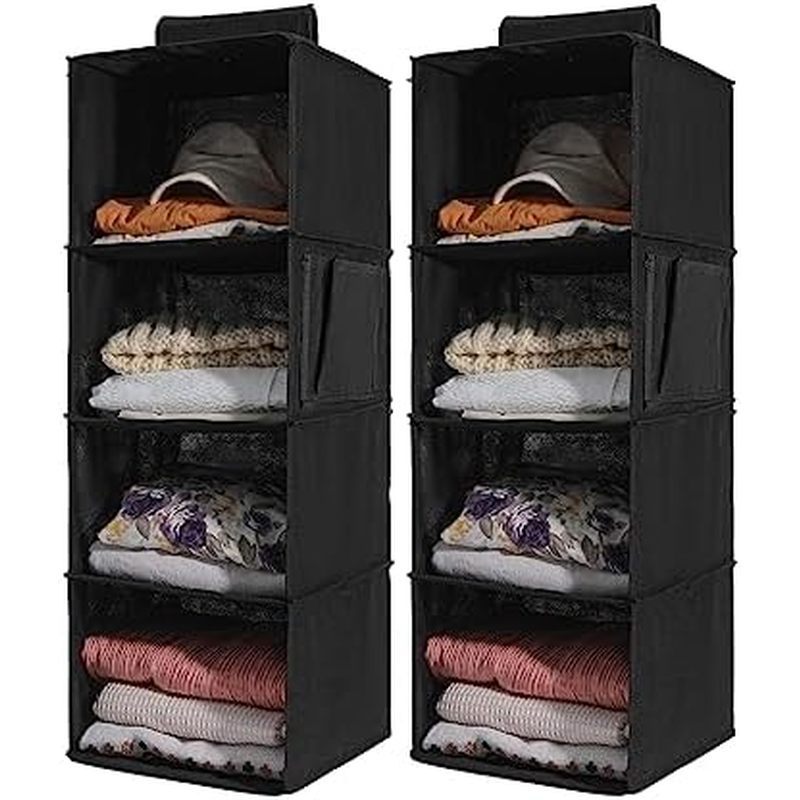2 Packs Hanging Closet Organizer Storage, 6-Shelf Hanging Shelves for Closet, Closet Clothes Organiz