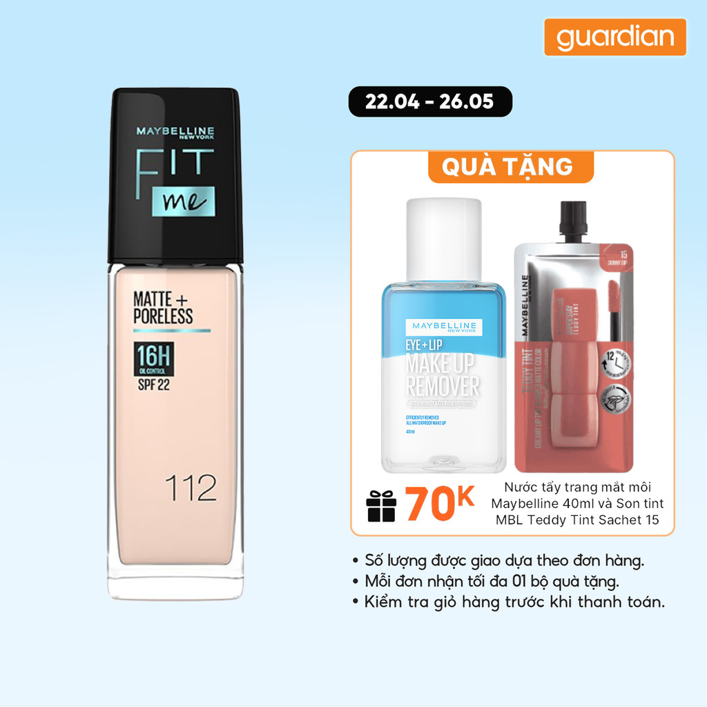 Kem Nền Mịn Nhẹ Kiềm Dầu Maybelline Fit Me Spf22 #112 Natural Ivory 30ml