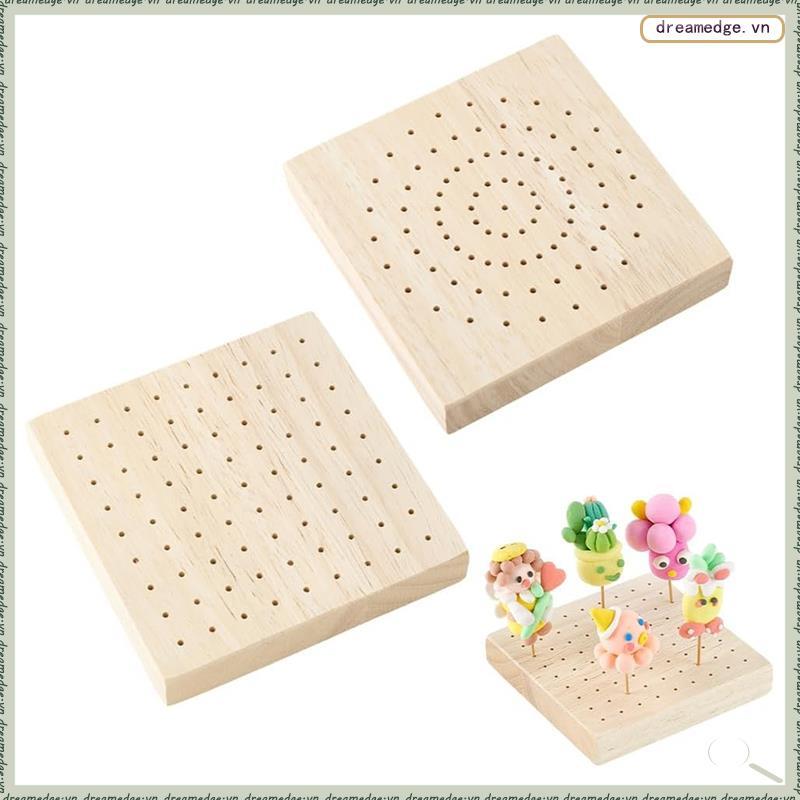 [dreamedge] Đế trưng bày giá đỡ xiên 2 chiếc 3.9x3.9 Inch vuông bằng gỗ Mini cho các mẫu đất sét gốm